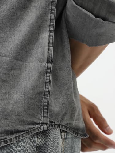 Image of Urbano Fashion Men's Regular Fit Full Sleeve Washed Denim Shirt