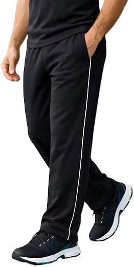 Men's Track Pants with White Side Piping, Cotton Lower for Casual and Athletic Wear
