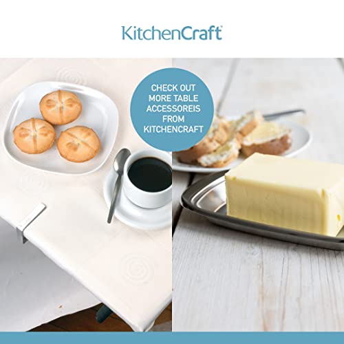 Foto von Kitchen Craft, Edelstahl-Tischdeckengewichtsklammern, Tischdeckenklammern, selbsteinstellende sichere Befestigung, Blattdesign, Edelstahl, 6 x 5 cm, 4er Set, Silber