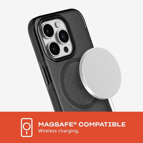 Image of Tech21 Evo Check case for iPhone 15 Pro - Compatible with MagSafe - Impact Protection Case - Smokey /Black