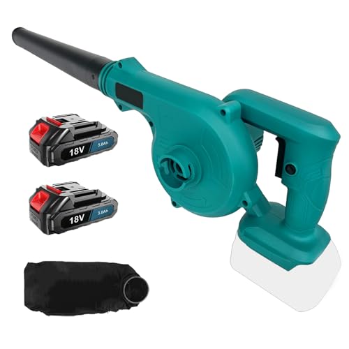 Akku-Laubbläser, Ersatz für Makita, mit 2x3000mAh Akku und Ladegerät,2-in-1 Elektrische Gartenblattgebläse und Staubsauger,18V für Rasenpflege, Laubblasen, Auto und Eckenreinigung