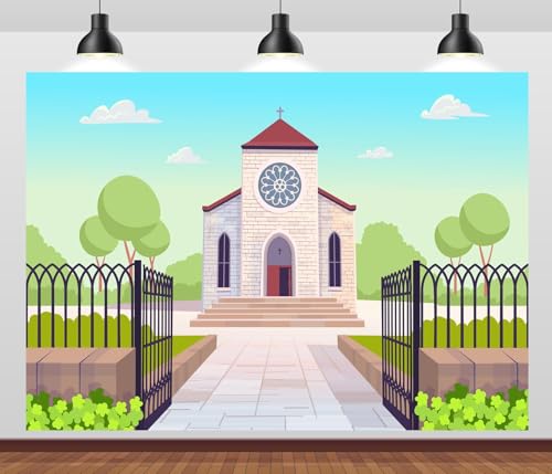 Fond tissu église catholique 4.6x3m pour réussir vos décors de fêtes de famille