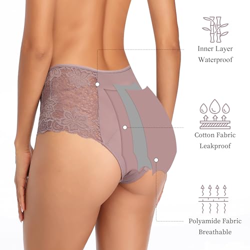 Image of Period Underwear for Women, Leakproof Period Panties, Lace Menstrual Underwear Breathable & Soft