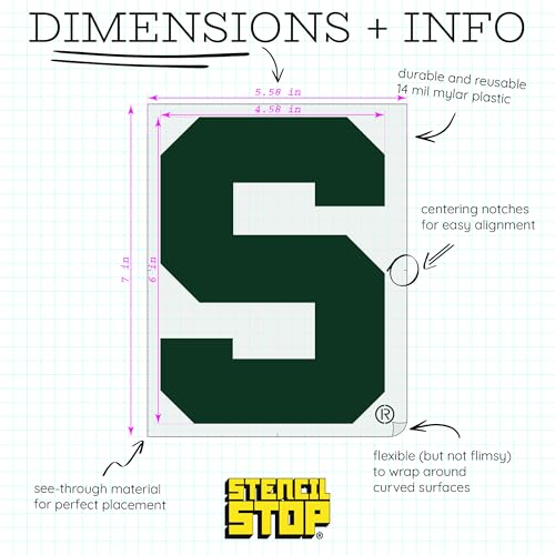 Plantilla Block S de Michigan State para pintar logotipos sin manchas ni imperfecciones 3