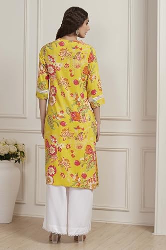 Image of BIBA Women Floral Printed Straight Kurta