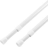 KXLife 2-Pack Spring Tension Curtain Rods, Adjustable 28-40 Inches, 5/8" White No-Drill Rods for Windows, Kitchen, Bathroom