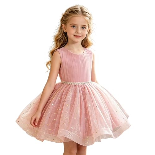 Vestido de lentejuelas para niña con falda de tul brillante