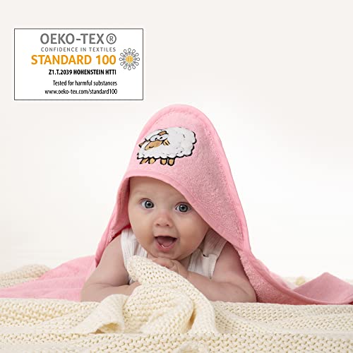bisoo Serviette de Bain Bébé pour Nouveau-né avec Capuche - Cape de Bain pour Bébé 80x80cm - Super Absorbant et Ultra Doux - 100% Coton Turc de Haute Qualité 500GSM Oeko-Tex (Rose) Cover