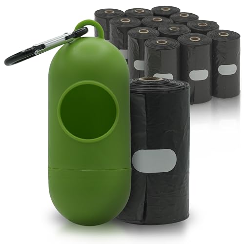 ALFASTAR Sacchetti Cane Cacca con Dispenser e Gancio Inclusi per Trasporto Semplice e Pratico - 360 Sacchetti Igienici per Cani in Confezione da 12 Rotoli