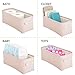 mDesign Narrow Fabric Storage Bin Basket with Handles for Bathroom Closet, Vanity, Cabinet, Cubby, Countertop, Small Slim Baskets for Towels, Toilet Tissue, Crane Collection - Light Pink