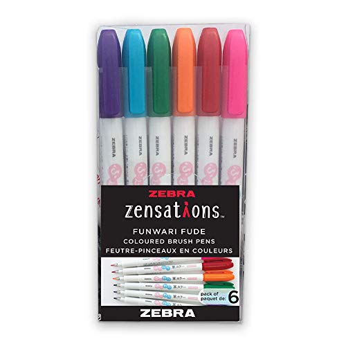ZEBRA PEN Brush, Point, Assorted Colors, 6-Count Zebra FUNWARI Pen ST 6/PKG, 6-Pack
