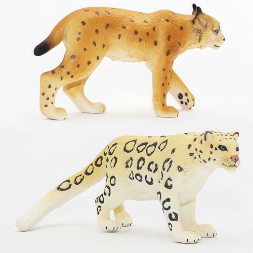 Gemini&Genius Lynx Snow Leopard Toys Set for Kids, Forest Animals Toy Figures, Woodland Animals, Wildlife Figurines, Cake Toppers, Display, Education, Play Toys for Kids Toddlers