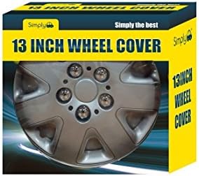 Simply SWT103 Prime Wheel Trims, 13 Inches, Set of 4, Universal Fit Hub Caps, Quick & Easy Installation, High-impact Plastic - Silver