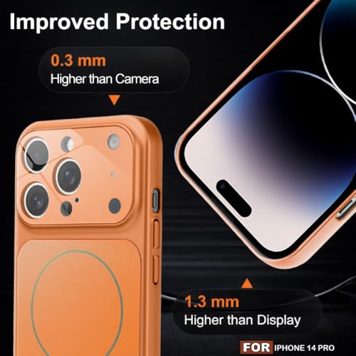 Image of SHINESTAR Premium Luxury Case Compatible with iPhone 14 Pro | Protective Back Cover with Camera Lens Safety | Wireless Charging Support | Slim Fit Durable Design | Enhanced Grip Protection Orange