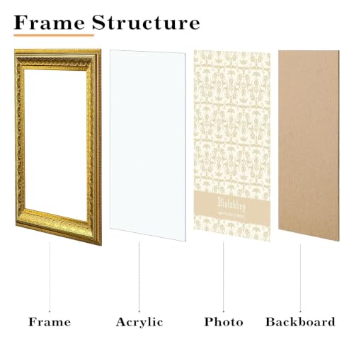 Image of VIOLABBEY 11x22 Picture Frame Gold Set of 2, Vintage Photo Frame for Wall or Tabletop Display, Classic Design for Office Home Decor, Fits 11x22 Pictures
