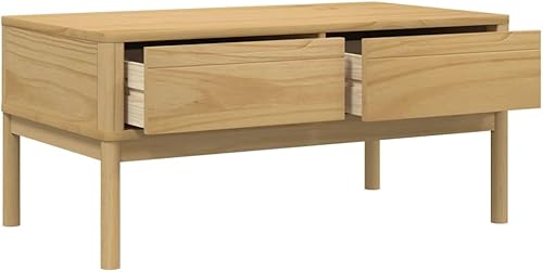 Miniatura 8 de Mesa de centro de cera floro marrón 39 x 21.9 x 17.7 pulgadas, madera de pino maciza, mesas auxiliares mesa de centro para sala de estar, balcón,