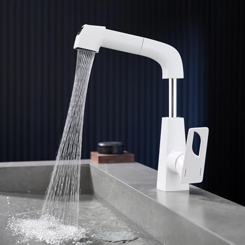 Grifo de baño lavabo mesa de dibujo elevable giratorio blanco caliente fría LWX 6
