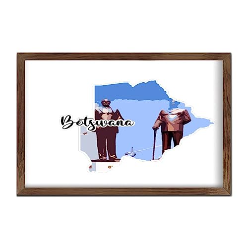 Panneau encadré en bois du Botswana 20x30 cm décor de ville