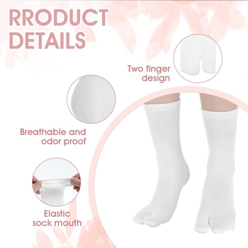 Andibro 4 Pairs Japan Tabi Socks for Flip Flop, Japanese Elastic Cotton Split Toe Socks for Men Women Geta Samurai - Thumbnail 5