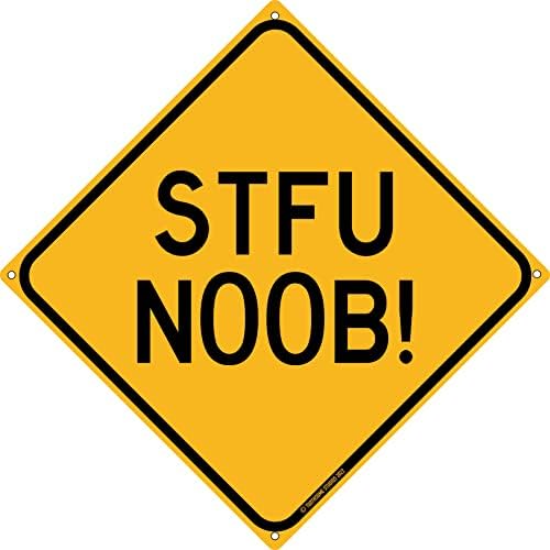 STFU Noob 12" x 12" Funny Tin Sign Hardcore Gamer Newbie Warning Plaque Video PC Gamer Home Bedroom Decor image 2