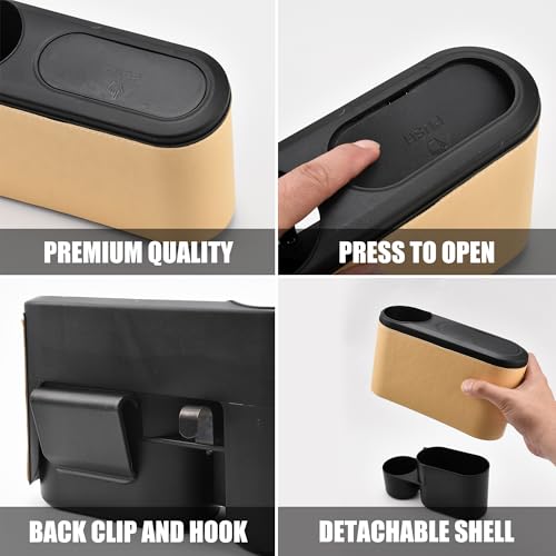Image of Multifunctional Car Door Storage Box Mini Car Door Trash Can Cup Holder Insert Car Organizer Box Universal Car Interior Accessories, Beige