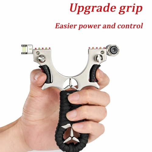 Image of Slingshot Heavy Duty Metal Catapult with Laser Sight Stainless Steel Frame for Adults Beginners Outdoor Target Practice Professional Gulel Slingshot Multicolor (Handle with Grip)