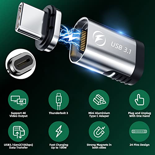 Conector magnético USB C recto compatible con Thunderbolt 3 y salida de vídeo 4K 60Hz 6