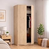 GUARDAROBA GIOVO - Mobile appendiabiti per camera da letto, Armadio a 2 ante battenti, 81x52h184 cm, Rovere