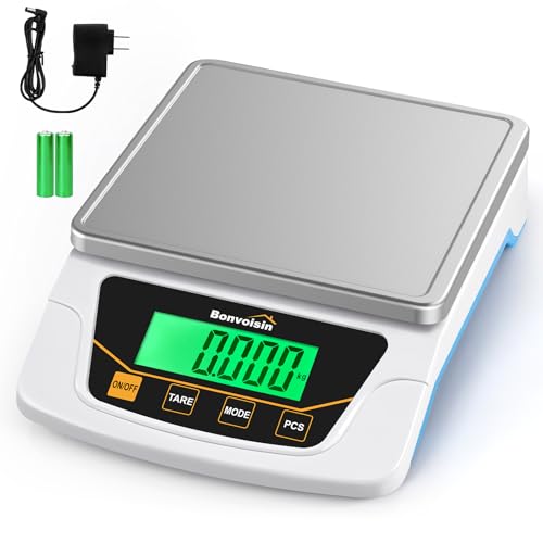 Image of Bonvoisin Digital Scale 0.1 Gram Accuracy Precision Lab Scale 6000g Scientific Digital Balance for Laboratory, Jewelry Weighing