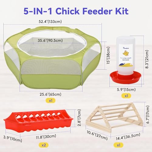 Image of Pawaboo Chick Brooder Box for Chick Starter Kit, Green + Red + Wood Color