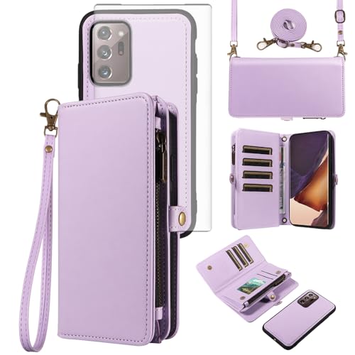Coque Samsung Galaxy Note 20 Ultra 5G Asuwish violette avec cordon et porte-carte