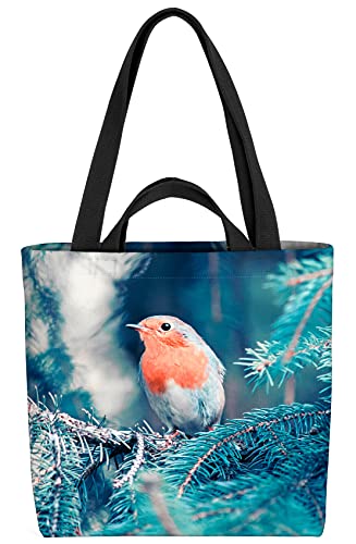 VOID Rotkehlchen im Wald Tasche 33x33x14cm,15l Einkaufs-Beutel Shopper Einkaufs-Tasche Bag