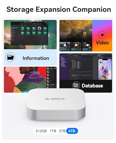 Image of ORICO MiniMate TB4 40 Gbps1TB External SSD for Mac mini M4, Thunderbolt 4 /3 Compatible (3100MB /s), Intel JHL7440 Chip, USB-C to USB-C Cable, macOS Ready, Aluminum Enclosure for Fast Storage Expansion