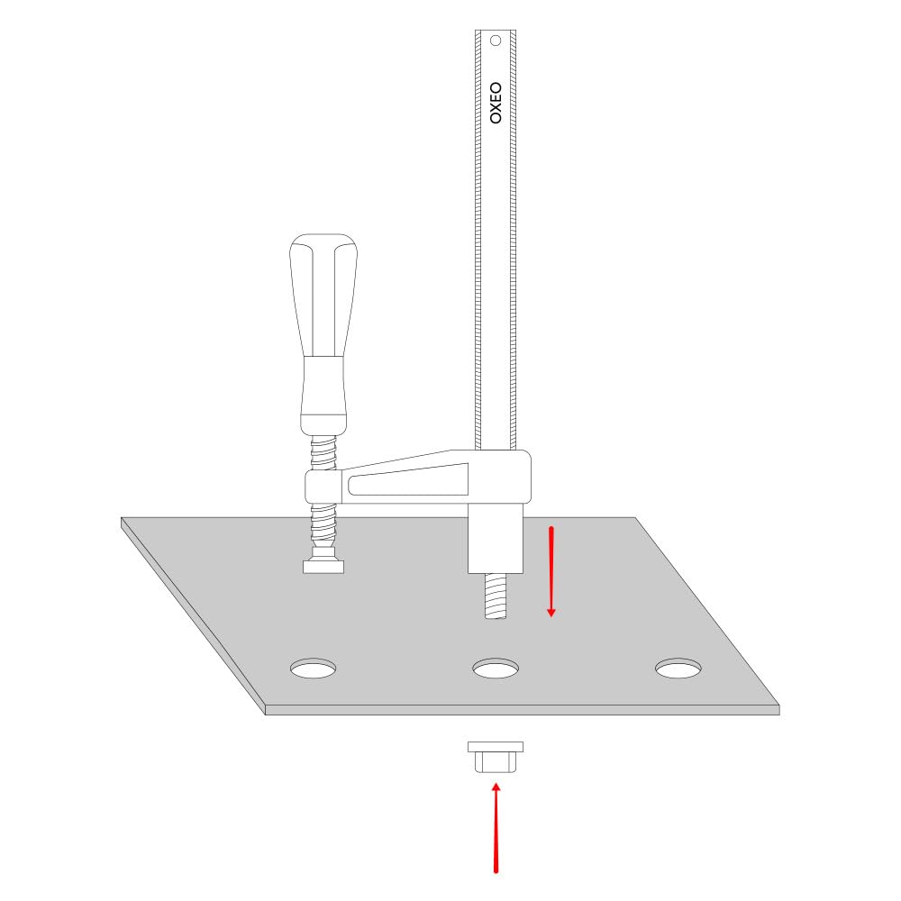 Serres joints pour table de soudage X2 230mm - Longueur de serrage 23cm - Poignée bi-matière - Pour table de soudage OXEO