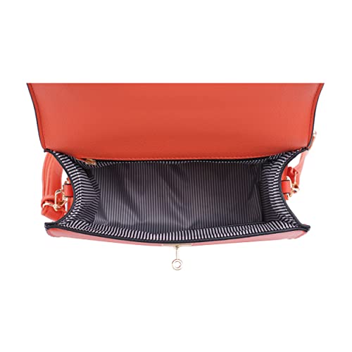 Evve Women'S Top Handle Satchel With Detachable Strap Small Pebbled Leather Crossbody Bag_Orange thumb #4