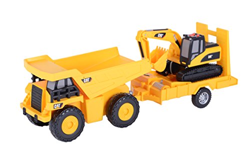 Toy State Light and Sound CAT Truck N' Trailer Dump Pulling Excavator Vehicle