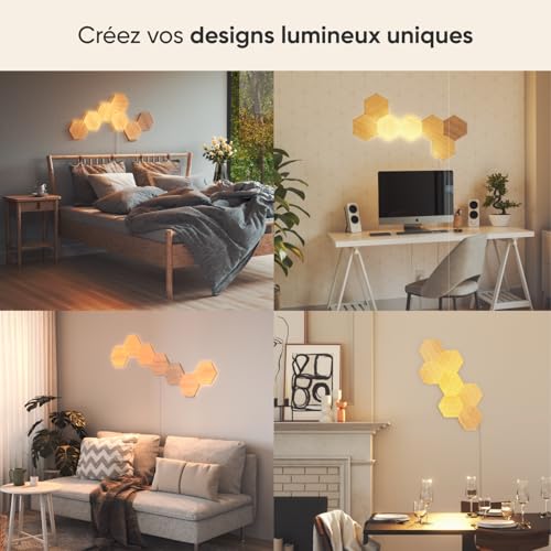 Panneaux LED effet bois Nanoleaf Elements pack extension x3 pour applique murale - 3