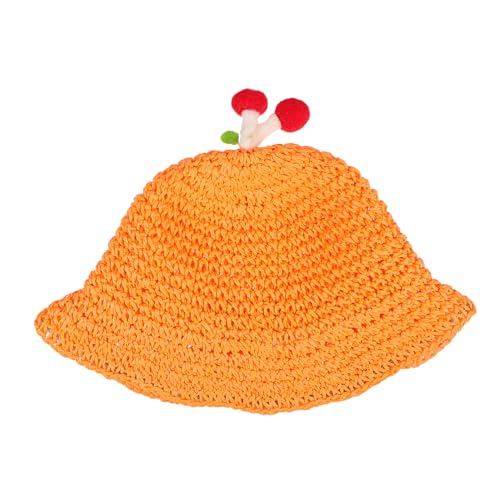 BESPORTBLE Summer Boys and Girls Mushroom Decor Sun Protection Hat Soft Comfortable Straw Cotton Material Orange