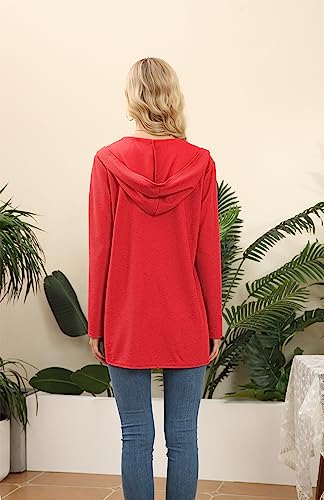 Image of VIISHOW Womens Lightweight Casual Hoodie Cardigans Open Front Waffle Knit Long Sleeve Outwear Coat with Pockets