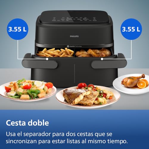 Miniatura 4 de Philips Dual Basket Airfryer Serie 1000-7,1 L De Capacidad, Tecnología Rapidair, 10 Funciones En 1, 90 Menos De Grasa, Diseño Compacto, Aplicación De Recetas Homeid Na154 00