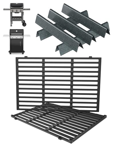 WEBROIL Grill Grates & 15.3' Flavorizer Bars for Weber Spirit I/II 300 Series, for Weber Spirit S-310,E-310,S-320,E-320,SP-330,SP-320,S-330,SP-310 Grills with Front Control Knobs,for Weber 7638 7636