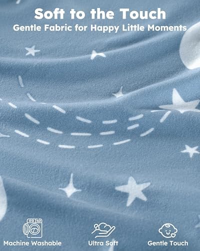 Nyessmee Pack and Play Sheets for Boys Girls, 38" x 26" Mini Crib Sheets Fitted for Pack n Play Mattress, Soft Breathable Playard Sheets, 2-Pack Blue Rocket - 2