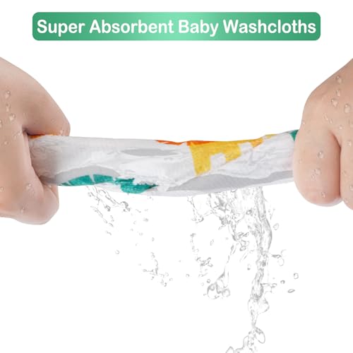 Image of Baby Washcloths, 24Pack Baby Wash Cloths Extra Soft & Ultra Absorbent, Baby Towels and Washcloths Face Towels for Unisex Boys Girls Body, Washclothes Gentle on Sensitive Skin, 9x9 Lion