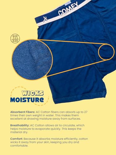 Image of AMUL COMFY Men Cotton Solid Regular-Fit Long Trunk With Pocket Multicolor