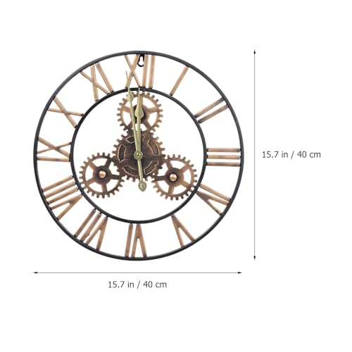 Horloge murale solide en fer ronde style américain durable - 3