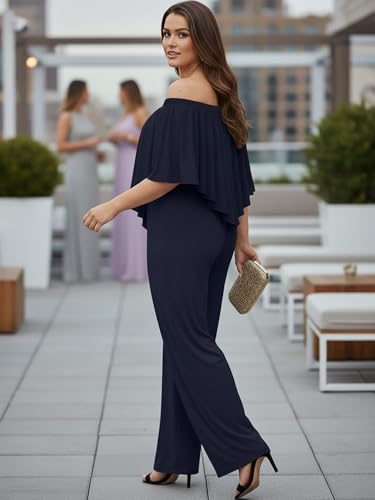Image of KOH KOH Womens Long Pant Strapless Off Shoulder Pockets One Piece Jumpsuit