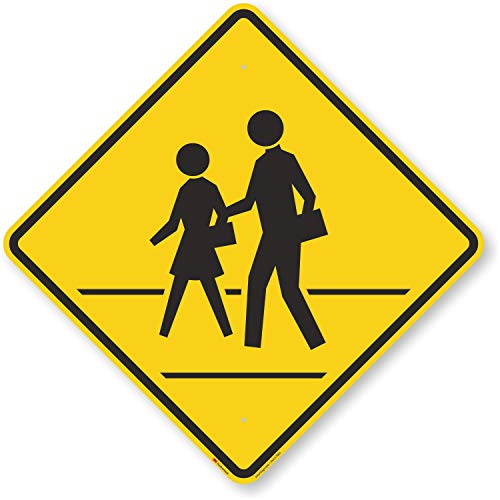 Panneau passage piéton jaune réfléchissant zone scolaire