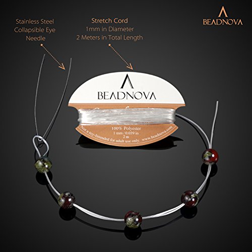 Image of BEADNOVA Natural Dragon Blood Jasper Beads Natural Crystal Beads Stone Gemstone Round Loose Energy Healing with Crystal Stretch Cord for Jewelry Making (8mm, 45-48pcs)