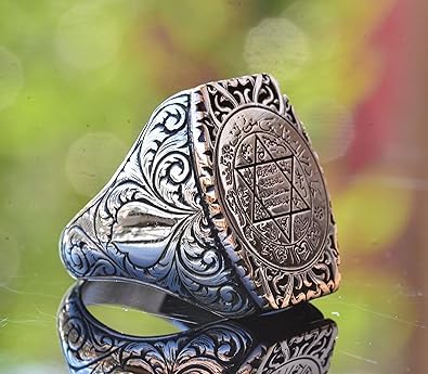 KAMBO Anillo de David de Estrella, anillo de Cabalá, de plata de ley 925, de sello del rey Salomón, Plata, Sin piedras preciosas