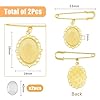 SUPERFINDINGS 2 Stück Ovale Leere Broschen Anstecknadeln Goldener Hochzeitsstrauß Bilderrahmen Blumenstrauß Anhänger Legierung Pullover Schal Clip Glaskuppel Hochzeitsstrauß Foto Anhänger #1